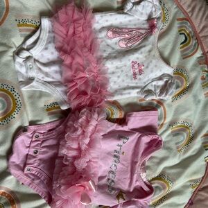 Pink Ballet and Princess Baby Bodysuit Set